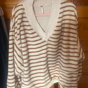 Free People size large cozy striped long sleeve sweatshirt